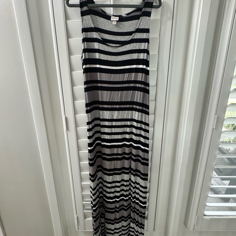 Striped Black and Gray Maxi Dress